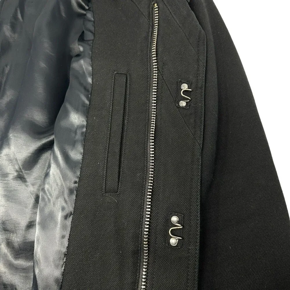 ZARA MAN Black Tag Coat Black Zip Hook Closure Cotton Wool Poly Blend‎ Small